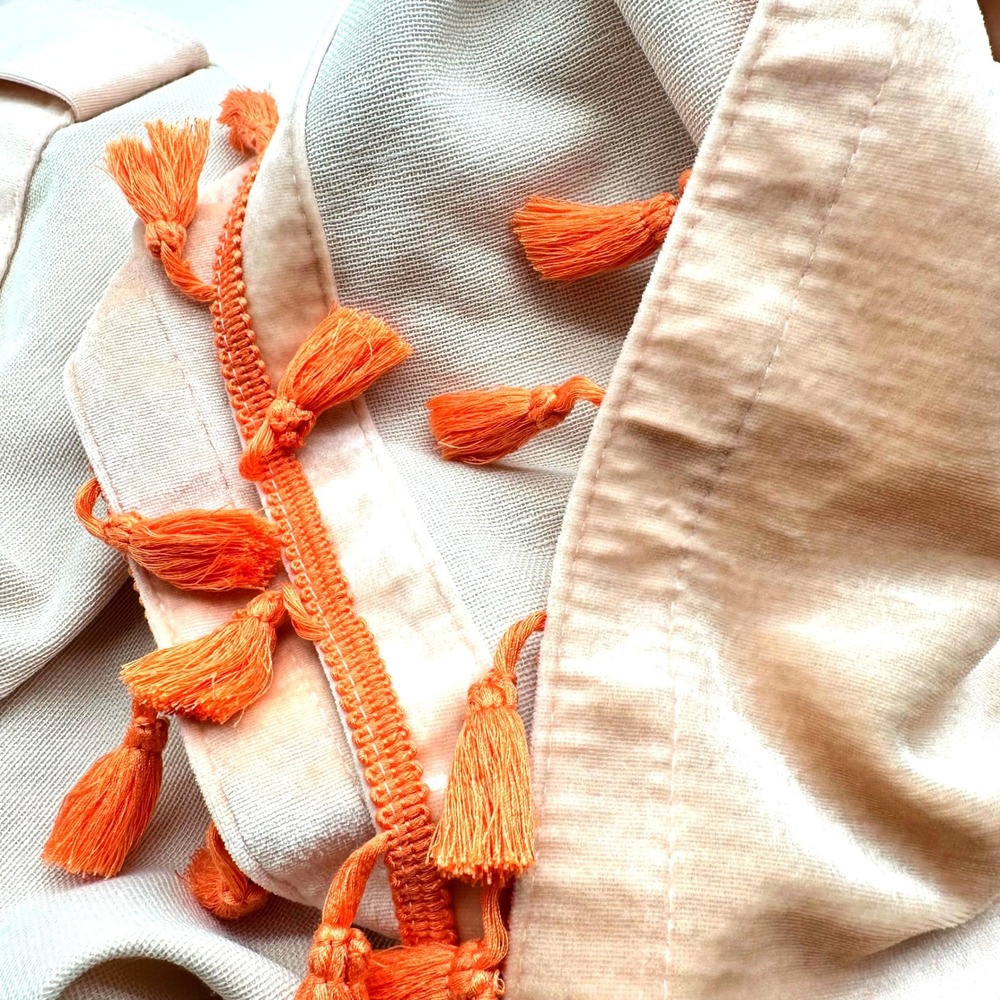 Opalhouse Blush Pink Velvet Orange Tassel Curtain Panel Light Filtering 52x84 - Picture 7 of 8
